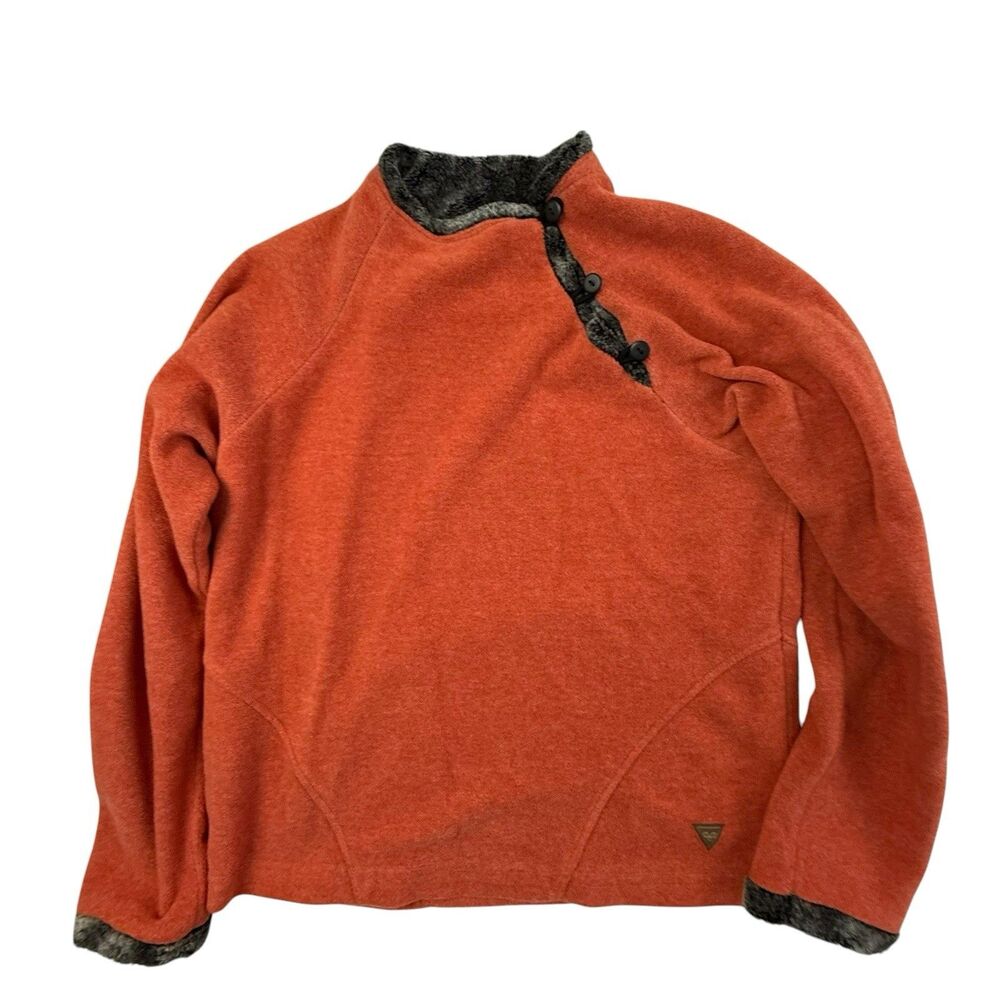 Wooly Bully Wear Colorado Fleece Pullover Women Small Melon Orange USA